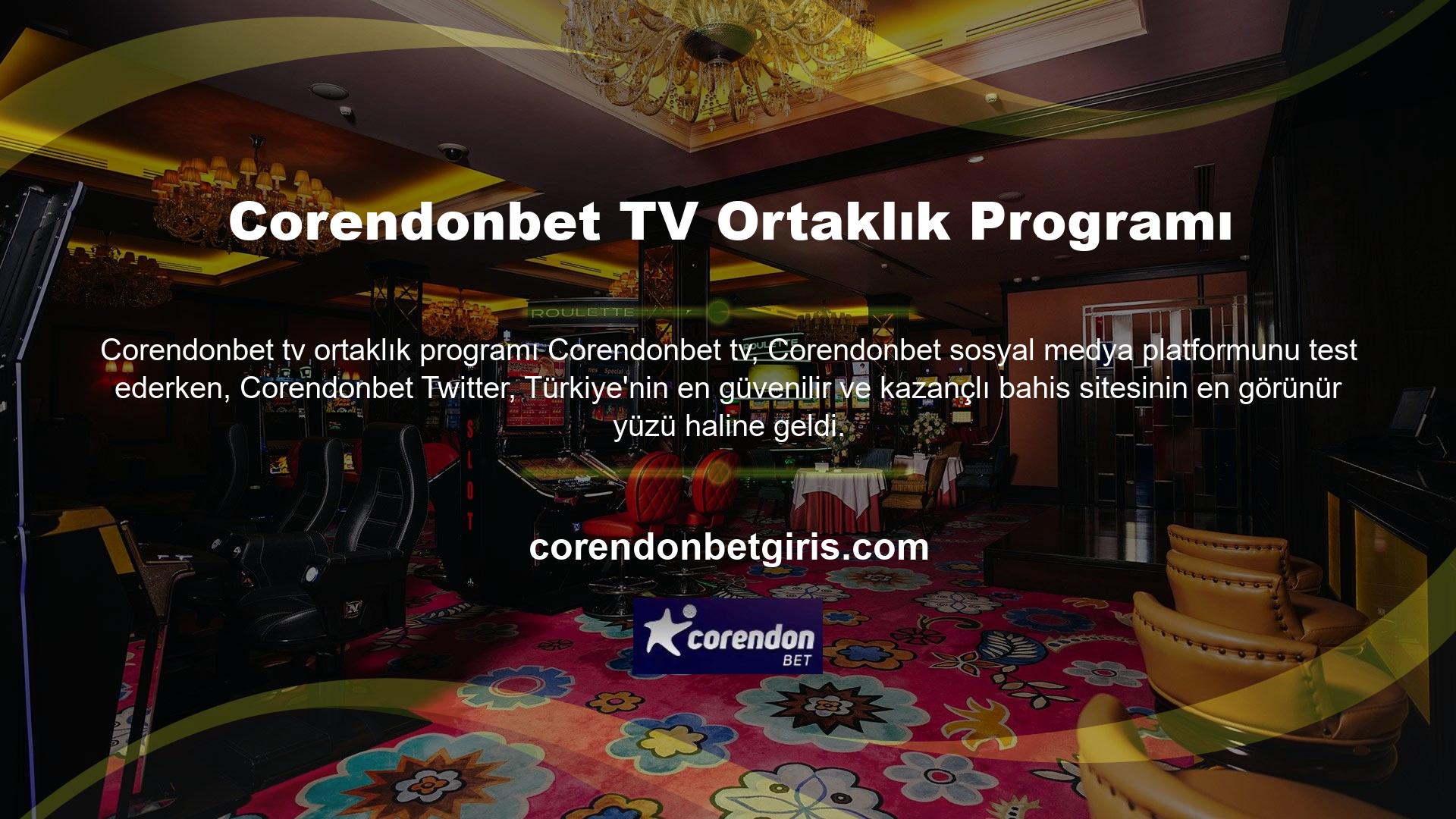 Tek yapmanız gereken bu Twitter platformuna üye olmak ve Corendonbet TV ortaklık programının programını dikkatle takip etmektir